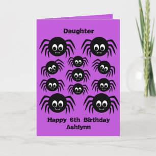 Spiders Purple Halloween Birthday Daughter Card