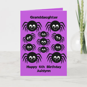 Spiders Purple Halloween Birthday Granddaughter Card