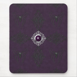 Spiders & Purple & Silver Gothic Gem Mousepad