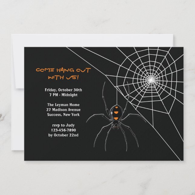 Spider's Web Halloween Invitation (Front)