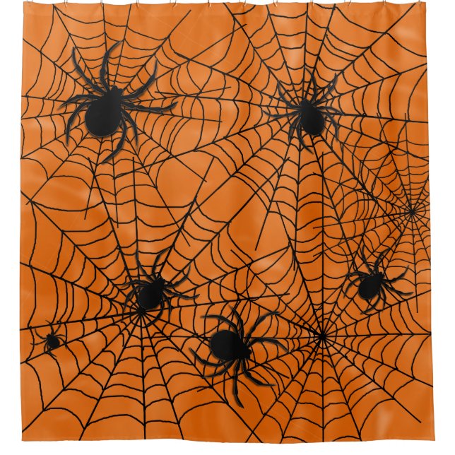 Spiders Web Halloween Shower Curtain (Front)