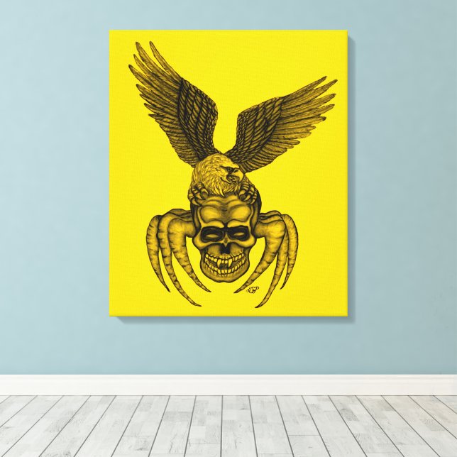 Spiderskull with Eagle Canvas Print (Insitu(Wood Floor))