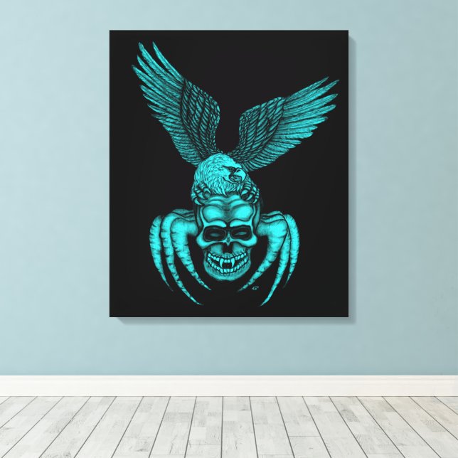 Spiderskull with Eagle Canvas Print (Insitu(Wood Floor))