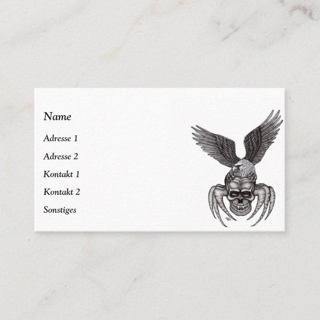 Spiderskull with Eagle in Tattoo-style Business Card (Front)