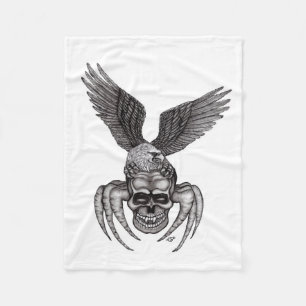 Spiderskull with Eagle in Tattoo-style Fleece Blanket
