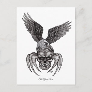 Spiderskull with Eagle in Tattoo-style Postcard
