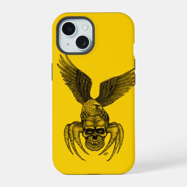 Spiderskull with Eagle iPhone 15 Case (Back)