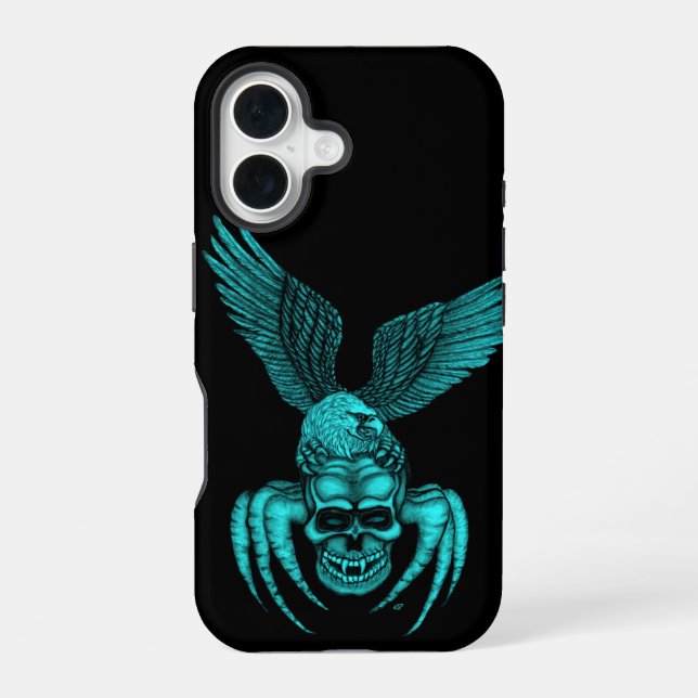 Spiderskull with Eagle iPhone 16 Case (Back)