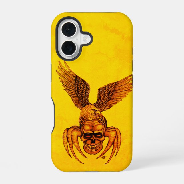 Spiderskull with Eagle iPhone 16 Case (Back)