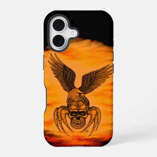Spiderskull with Eagle iPhone 16 Case (Back)