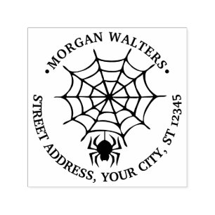 SpiderWeb and Spider Silhouette Name Address Self-inking Stamp