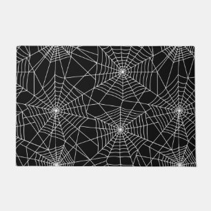 Spiderweb Black and White Halloween Doormat
