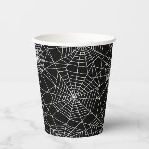 Spiderweb Black and White Halloween Paper Cups
