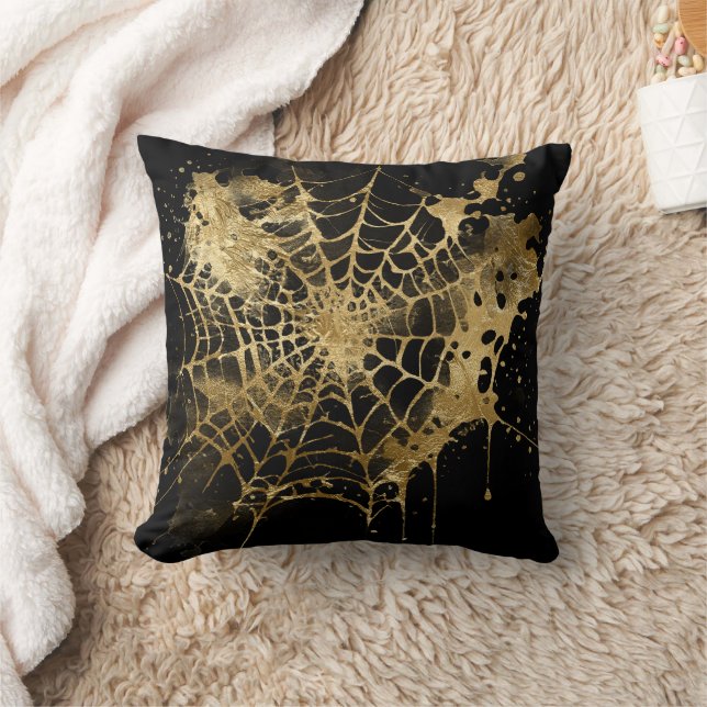 Spiderweb Elegance | Creepy Beautiful Gold Cobweb Cushion (Blanket)
