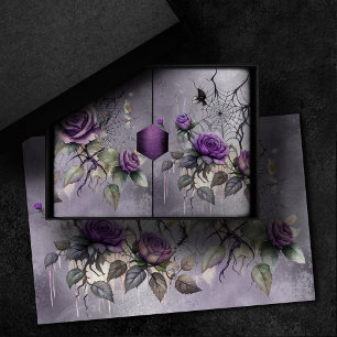 Spiderweb Elegance   Creepy Beautiful Rose Floral Tissue Paper