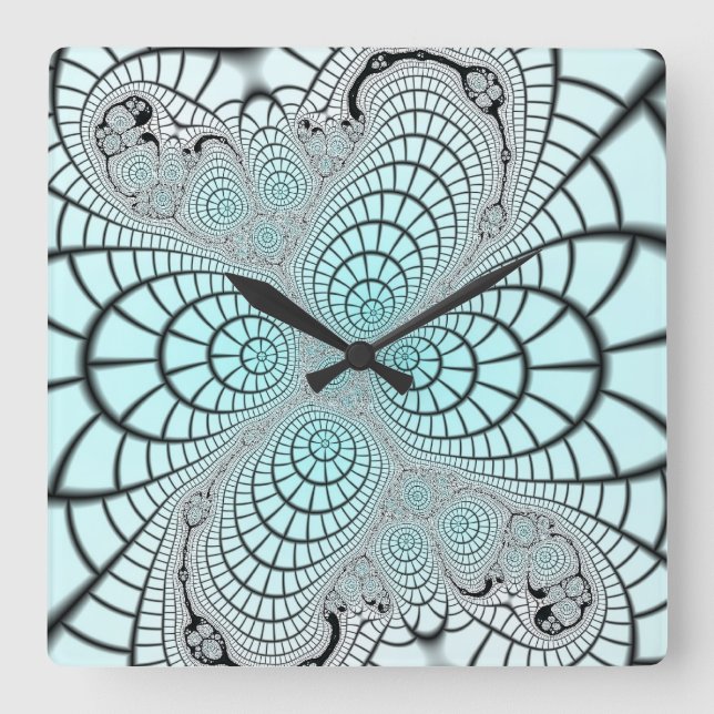 Spiderweb Fractal Square Wall Clock (Front)