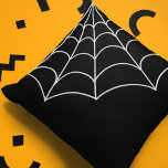 Spiderweb Graphic Black and White Cushion<br><div class="desc">Add a little bit of spooky to your decor with this throw pillow. The black pillow has a spiderweb illustration in an ecru or eggshell white color.</div>