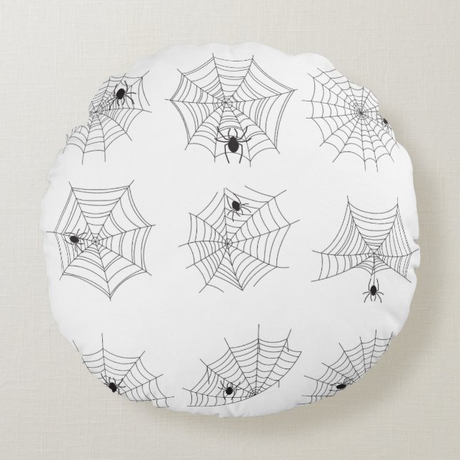 Spiderweb Halloween black and white design  Round Cushion (Front)