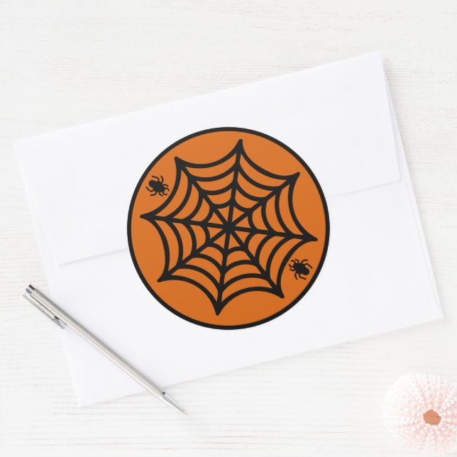 Spiderweb Halloween Classic Round Sticker (Envelope)