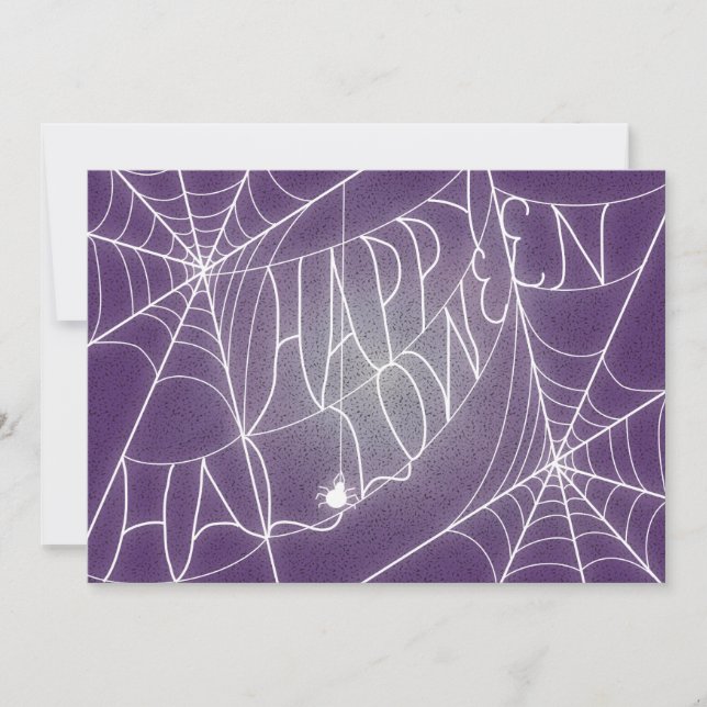 Spiderweb Halloween Party Invitation in Purple (Front)