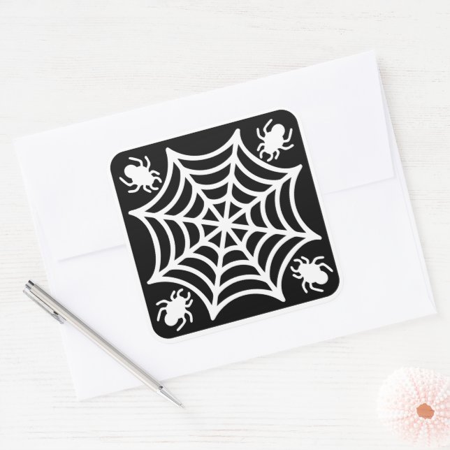 Spiderweb Halloween Square Sticker (Envelope)