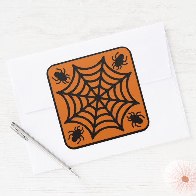 Spiderweb Halloween Square Sticker (Envelope)
