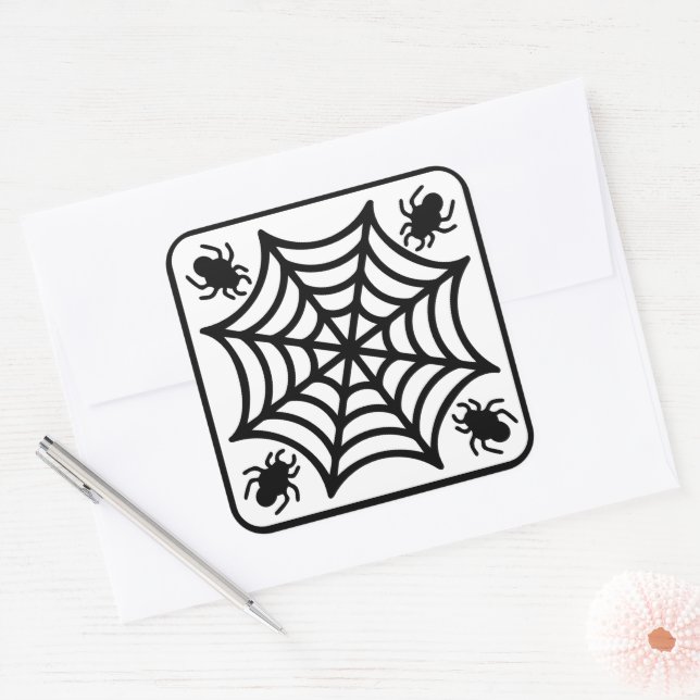 Spiderweb Halloween Square Sticker (Envelope)