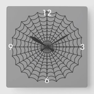 Spiderweb Haunted Halloween Square Wall Clock