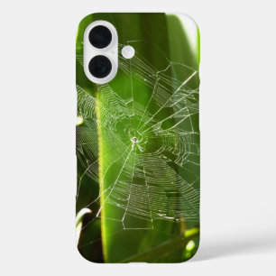 Spiderweb in Tropical Leaves Nature iPhone 16 Case