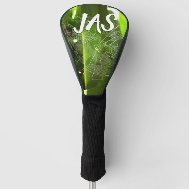 Spiderweb in Tropical Leaves Nature Golf Head Cover (Front)