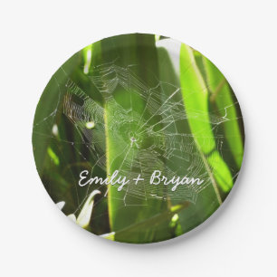 Spiderweb in Tropical Leaves Nature Paper Plate