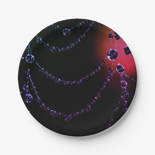 Spiderweb jewel black purple pink paper plate (Front)