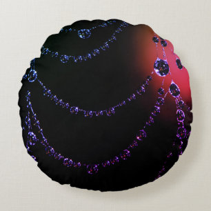 Spiderweb jewels black pink purple  round cushion