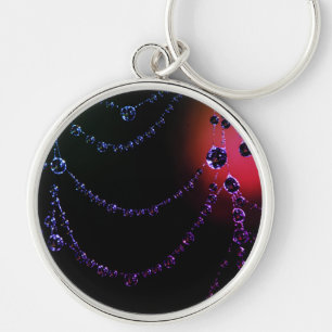 Spiderweb jewels dew drops black pink purple key ring