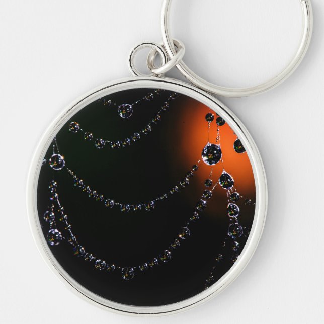 Spiderweb jewels elegant black orange key ring (Front)
