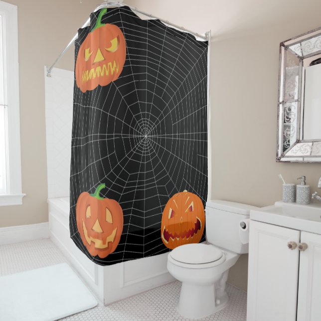 Spiderweb on Black... Shower Curtain (In Situ)