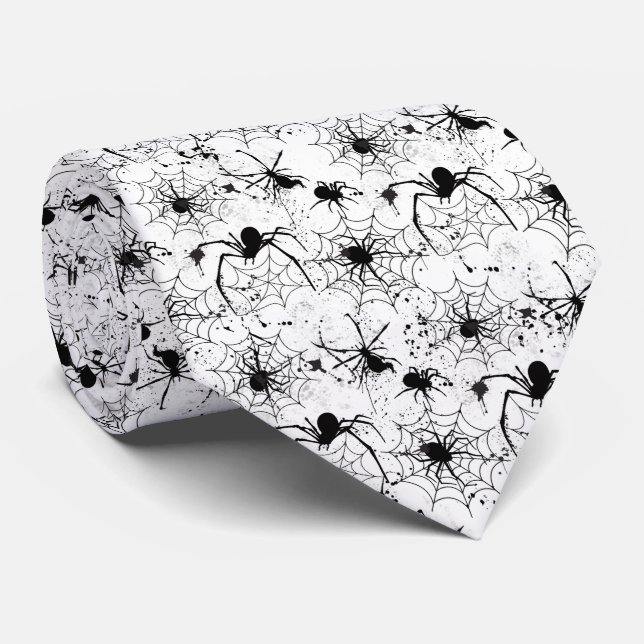 Spiderweb Pattern Halloween  Tie (Rolled)