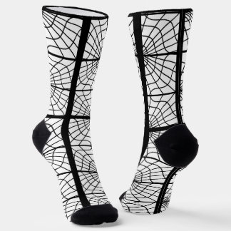 Spiderweb Print Socks in Black and White Unisex