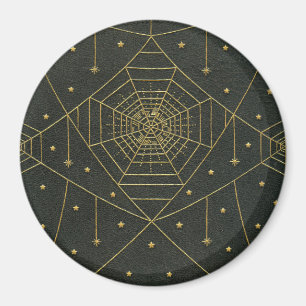 Spiderweb spider stars black and gold magnet