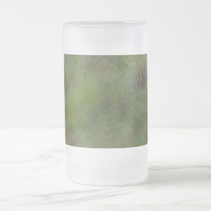 Spiderweb With Droplets Frosted Glass Beer Mug