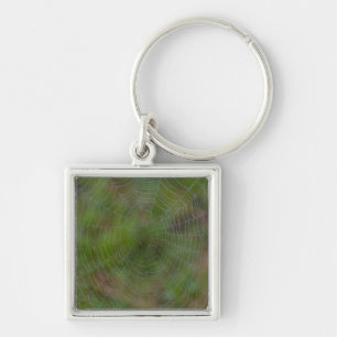 Spiderweb With Droplets Key Ring