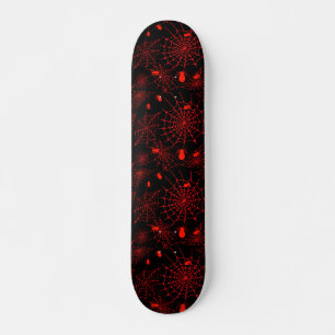 Spiderweb with spiders black background skateboard