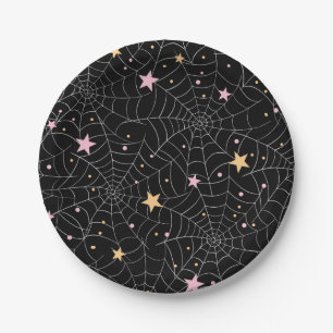 Spiderwebs and Confetti Pastel Halloween Paper Plate