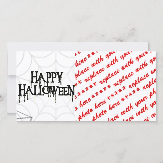 Spiderwebs And Happy Halloween Creepy Text Holiday Card (Front)
