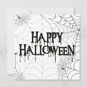 Spiderwebs And Happy Halloween Creepy Text Invitation