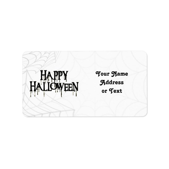 Spiderwebs And Happy Halloween Creepy Text Label (Front)