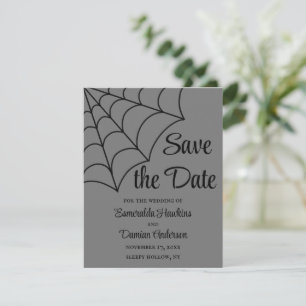 Spiderwebs Black and Grey Gothic Save the Date Invitation