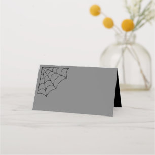 Spiderwebs Black and Grey Gothic Wedding Place Card