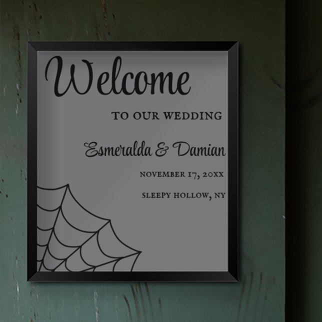 Spiderwebs Black and Grey Gothic Wedding Poster (Creator Uploaded)