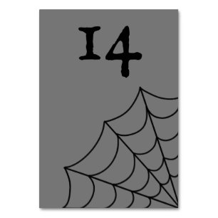Spiderwebs Black and Grey Gothic Wedding Table Number